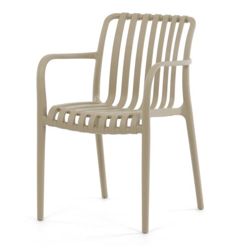 Scaune de sufragerie stivuibile, stivuibile, din plastic de culoare cappuccino