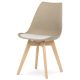 Scaun de sufragerie scandinav, cu pernă albă, spătar din plastic cappuccino, CT-X7055