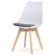 Scaun de sufragerie scandinav, cu pernă albă, spătar din plastic cappuccino, CT-X7055