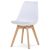 Scaun de sufragerie scandinav, carcasă din plastic alb, pernă de scaun din material alb, picioare din fag natural solid