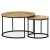 Set masuță de cafea din 2 buc, blat MDF, decor stejar salbatic, bază metalică, lac negru