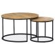 Set masuță de cafea din 2 buc, blat MDF, decor stejar salbatic, bază metalică, lac negru