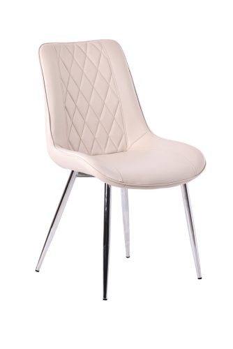 Scaun de dining elegant, bej, cu tapițerie din piele ecologică