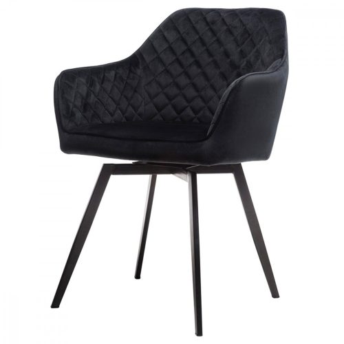 Scaun pivotant negru tapițată de catifea  DCH-425 