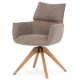 Scaun de sufragerie pivotant elegant, tapițerie din material trufă, mecanism de rotire 360°, lemn masiv de frasin