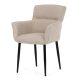Scaun elegant de sufragerie, material textil crem ușor de curățat, picioare metalice lăcuite negru mat