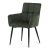 Scaun de sufragerie elegant cu brațe, stofă verde, metal negru