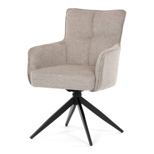 Scaun de sufragerie pivotant, arcuri buzunar în scaun, mecanism rotativ la 180°, tapițerie impermeabilă culoarea trufe, metal negru