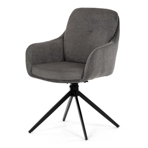 Scaun de sufragerie pivotant, mecanism rotativ la 180°, țesătură impermeabilă de culoarea trufei, structură metalică neagră