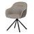 Scaun de sufragerie pivotant, țesătură bej și țesătură gri închis, cu decor vintage din piele, metal negru, rotativ P90°+ L90° cu mecanism de retragere