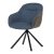 Scaun de sufragerie pivotant, țesătură albastră și țesătură gri închis, cu decor vintage din piele, metal negru, rotativ P90°+ L90° cu mecanism de retragere