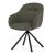 Scaun de sufragerie pivotant, țesătură verde și țesătură gri închis, cu decor vintage din piele, metal negru, rotativ P90°+ L90° cu mecanism de retragere