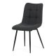 Scaun de sufragerie, material gri, picioare metalice negre