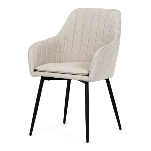 Scaun de sufragerie elegant, stofă bej, metal negru