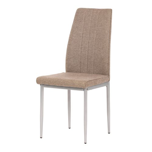 Scaun din material textil maro cu picioare din metal gri DCL-379