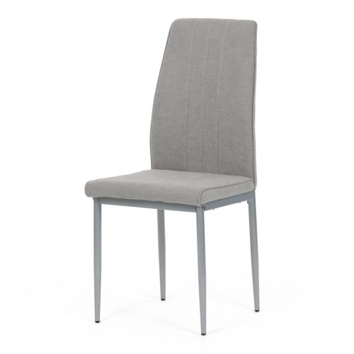 Scaun de sufragerie, tapițerie din material textil de culoarea trufei, picioare din metal gri