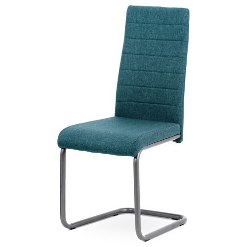 Scaun tip sanie de culoare albastră cu tapițerie din țesătură și picioare din metal antracit. DCL-400