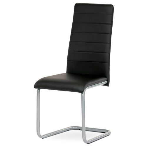 Scaun  cu bază de sanie Tapițerie din piele ecologică neagră. DCL-402