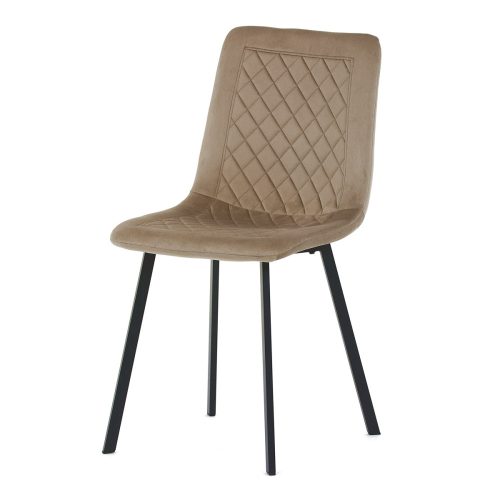Scaun tapițat cu material din catifea de culoare cappuccino. DCL-973