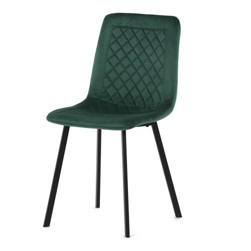 Scaun tapițat cu material din catifea verde cu model romb. DCL-973