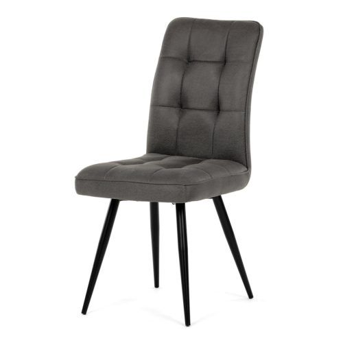 Scaun de dining cu tapițerie din material textil gri, cu aspect de piele periată