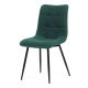 Scaun de sufragerie, material verde, picioare metalice negre