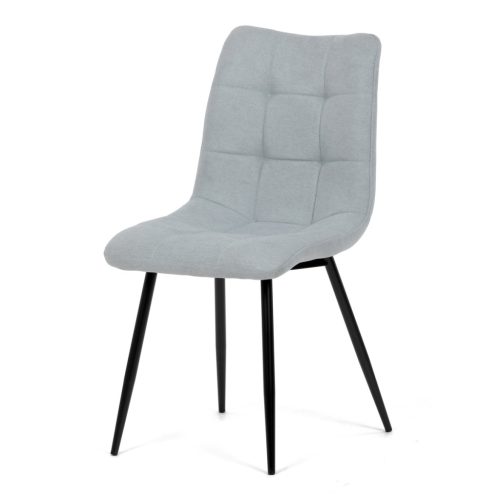 Scaun de sufragerie, material gri argintiu, picioare metalice negre