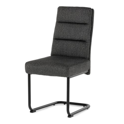 Scaun de sufragerie cu bază de sanie, șezut cu arcuri imbunatățite, mîner pe spătar, stofă gri, metal negru