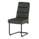 Scaun de sufragerie cu bază de sanie, șezut cu arcuri imbunătațite, mîner pe spătar, material verde, metal negru
