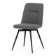 Scaun de sufragerie pivotant, material gri, mecanism rotativ 360°, lac negru mat, picioare metalice