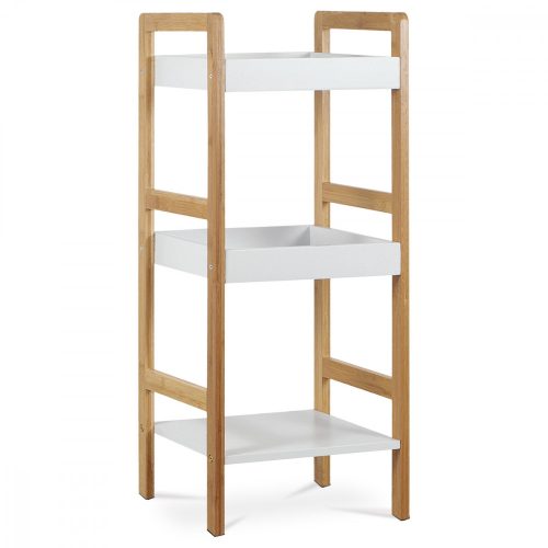    Dr-013-3  Etajeră  De Bambus Culoare Natur,3 Rafturi Din MDF Alb, Rezistă Pînă La 9 Kg.