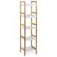  Dr-013-5  Etajeră  De Bambus Culoare Natur,5 Rafturi Din MDF Alb, Rezistă Pînă La 15 Kg.