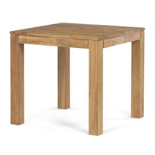 Masă de sufragerie 80x80x75 cm, stejar alb masiv, finisaj cu ulei, picioare de 8x8 cm