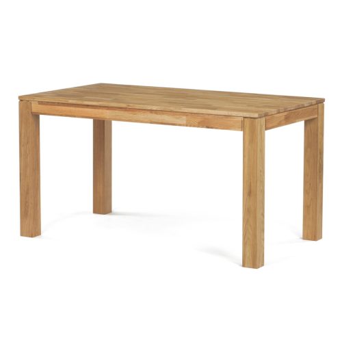 Masă de sufragerie 140x80x75 cm, stejar alb masiv, finisaj cu ulei, picioare de 8x8 cm