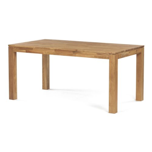 Masă de sufragerie 160x90x75 cm, stejar alb masiv, finisaj cu ulei, picioare de 8x8 cm