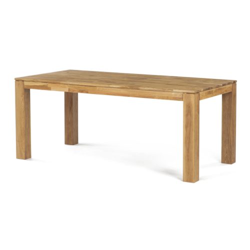 Masă de sufragerie 180x90x75 cm, stejar alb masiv, finisaj cu ulei, picioare de 10x10 cm