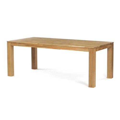 Masă de sufragerie 200x100x75 cm, stejar alb masiv, finisaj cu ulei, picioare de 10x10 cm