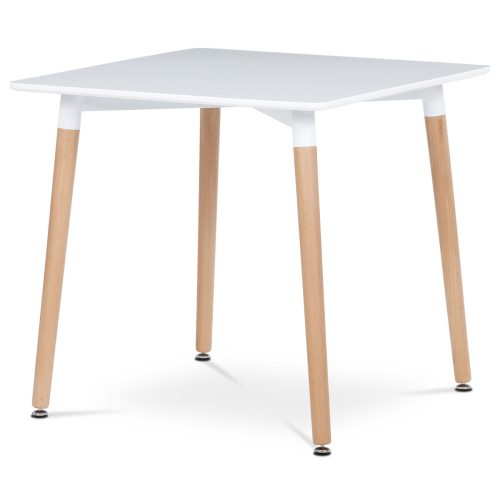Masă de Bucătărie  80x80x74 cm, MDF / cadru metalic - lac alb mat, picioare din lemn. DT-303