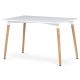 Masă De Bucătărie 120x80x74 cm, MDF / cadru metalic - lac alb mat, picioare din lemn