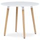 Masă de sufragerie Young in stil scandinav. Masă de sufragerie, 90x90x74 cm, MDF - lac mat alb, cadru metalic, picioare din lemn