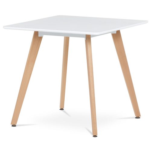 Masă de Bucătărie  80x80x74 cm, MDF, lac alb mat, picioare din fag masiv. DT-312