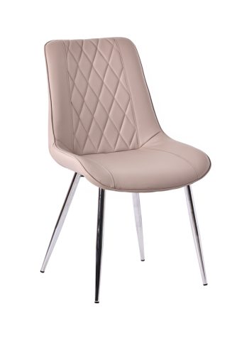 Scaun de luat masa elegant în culoarea latte, cu tapițerie din piele ecologică