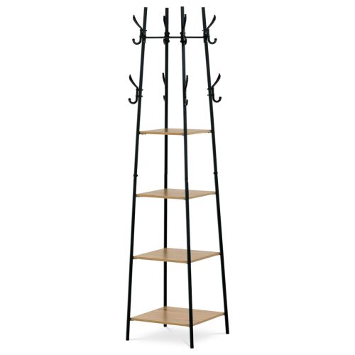 Raft cu 4 polițe, decor stejar sălbatic, MDF, metal negru