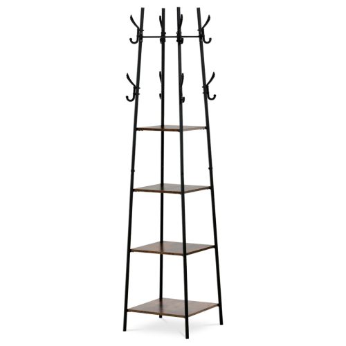 Raft cu 4 polițe, decor lemn vintage, MDF, metal negru