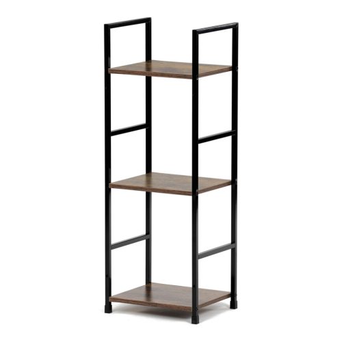 Bibliotecă , 3 rafturi, decor lemn vintage, MDF, lac negru