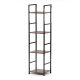 Bibliotecă, 4 rafturi, decor lemn vintage, MDF, lac negru
