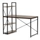 Birou cu raft, MDF, decor lemn vechi, metal negru