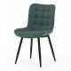 Scaun de sufragerie, material verde, picioare metalice negre