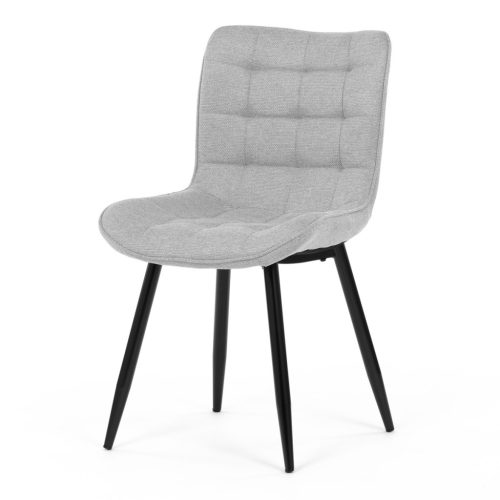 Scaun de sufragerie, material argintiu, picioare metalice negre