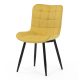 Scaun de sufragerie, material galben, picioare metalice negre